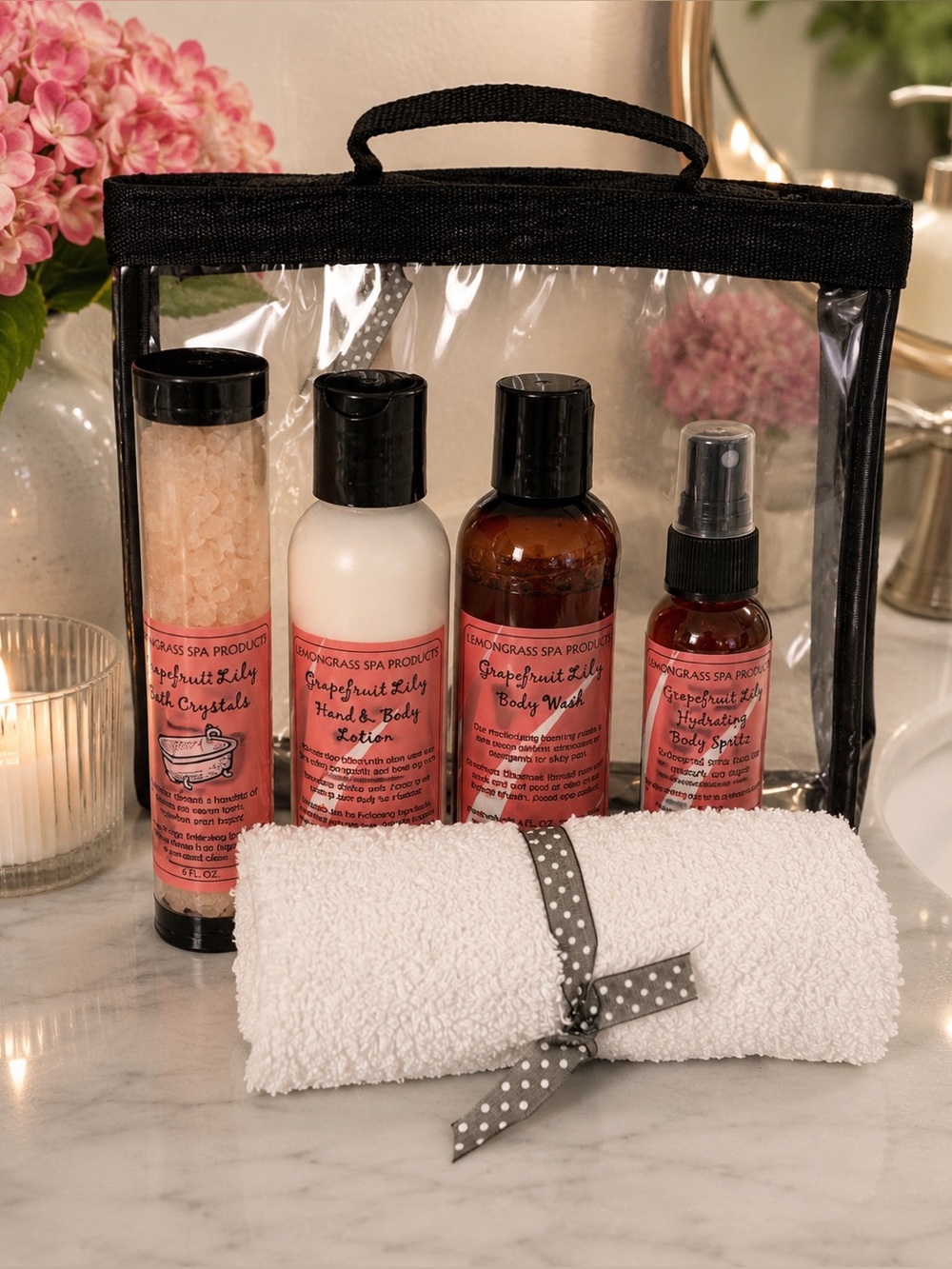 Lemongrass Spa Grapefruit Lily Bath & Body Gift Set | New Travel Spa Kit